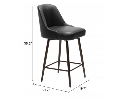 ZUO Keppel Swivel Counter Stool - Black/Bronze