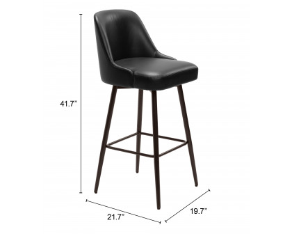 ZUO Keppel Swivel Barstool - Black/Bronze