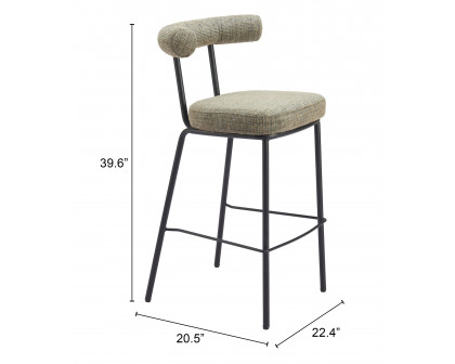 ZUO - Kede Barstool in Green Tweed