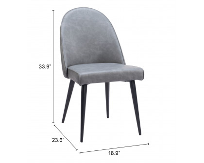 ZUO Silloth Armless Dining Chair (Set of 2) - Gray