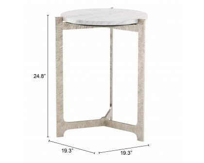 ZUO™ Barmas Side Table - White/Silver