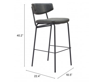 ZUO Charon Barstool (Set of 2) - Vintage Black