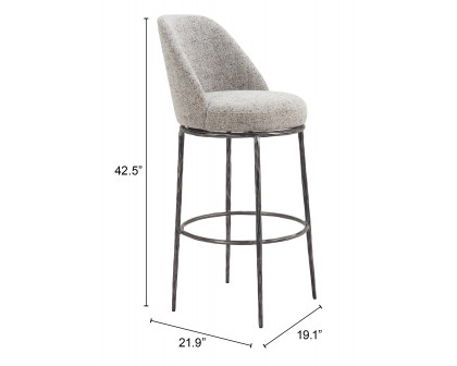 ZUO Nordhavn Swivel Barstool - Gray