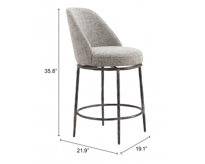 ZUO Nordhavn Swivel Counter Stool - Gray