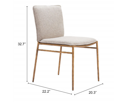 ZUO - Nordvest Dining Chair in Beige/Gold