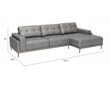 ZUO Bliss Right Facing Chaise Sectional - Gray