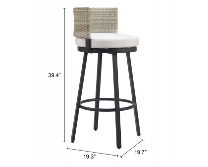 ZUO - Midnight Wave Barstool in White