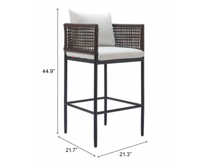 ZUO - Palm Paradise Barstool in Gray