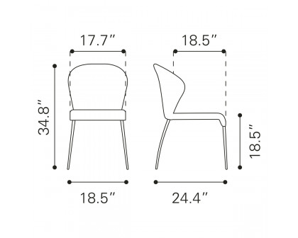 ZUO Oulu Dining Chair (Set Of 4) - Graphite/Silver