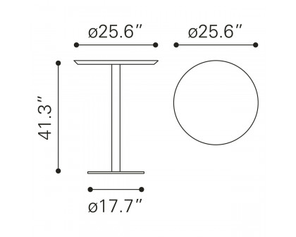 ZUO - Bergen Bar Table in Brown/Silver