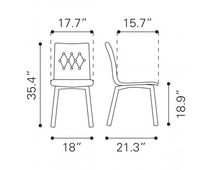 ZUO Orebro Dining Chair (Set Of 2) - Graphite/Brown