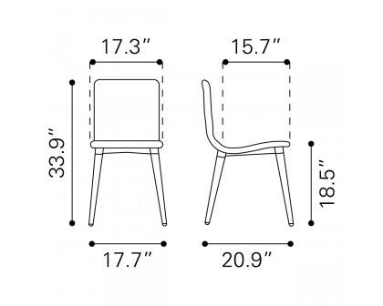 ZUO - Jericho Dining Chair (Set Of 2) in Gray/Brown