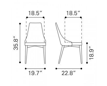 ZUO Moor Dining Chair (Set Of 2) - Dark Gray/Brown