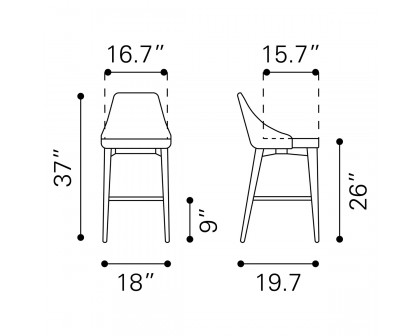 ZUO Moor Counter Chair - Beige/Brown