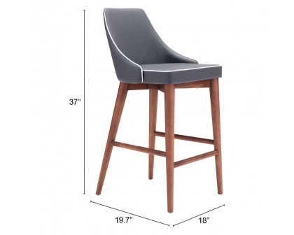 ZUO Moor Counter Chair - Dark Gray/Brown