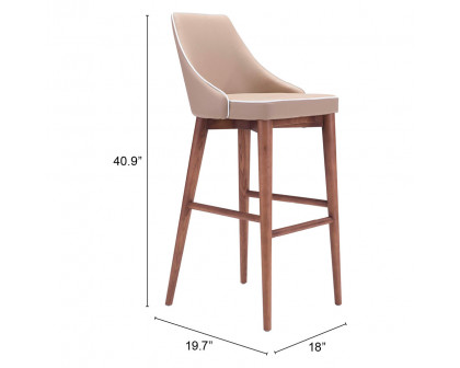 ZUO Moor Bar Chair - Beige/Brown