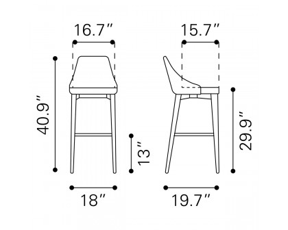 ZUO Moor Bar Chair - Beige/Brown