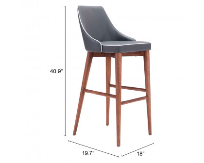 ZUO Moor Bar Chair - Dark Gray/Brown