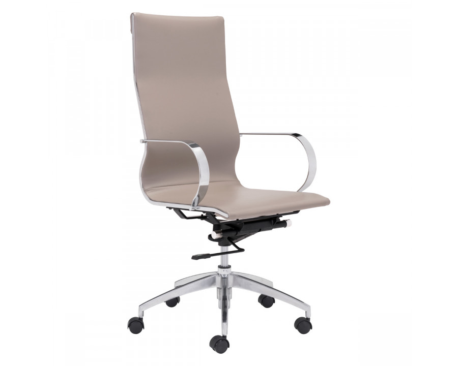 ZUO Glider High Back Office Chair - Taupe/Silver