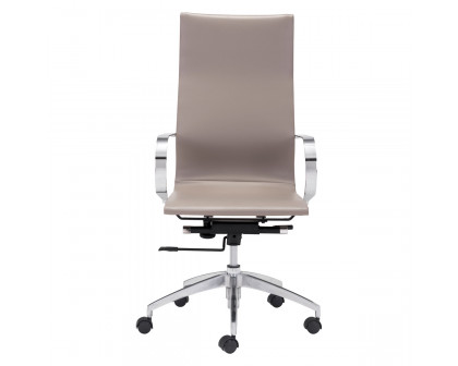 ZUO Glider High Back Office Chair - Taupe/Silver