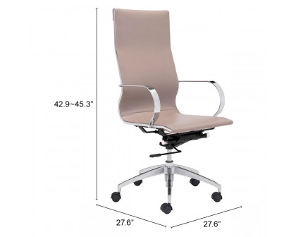 ZUO Glider High Back Office Chair - Taupe/Silver