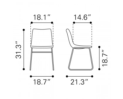 ZUO Smart Dining Chair (Set Of 2) - Vintage Espresso/Black