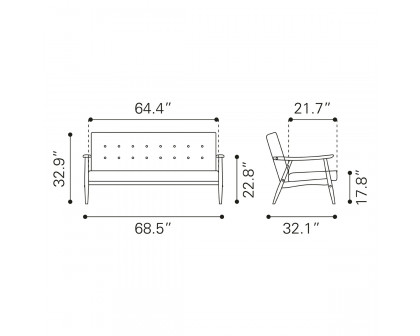 ZUO Rocky Sofa - Putty/Walnut