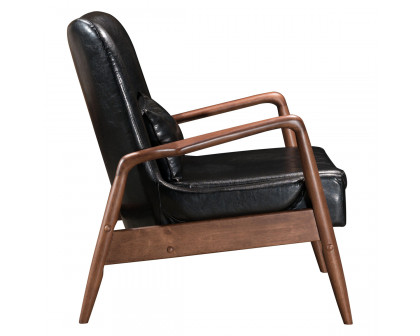 ZUO Bully Lounge Chair & Ottoman - Black/Walnut