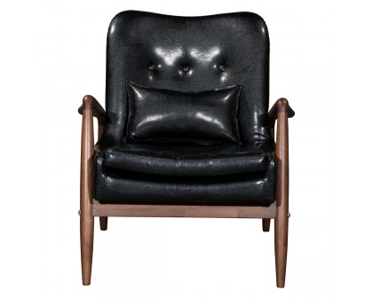 ZUO Bully Lounge Chair & Ottoman - Black/Walnut