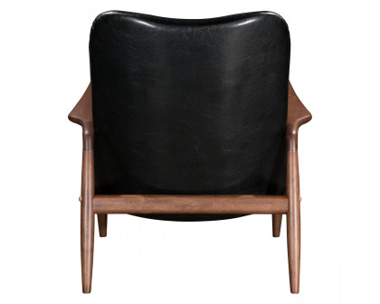 ZUO Bully Lounge Chair & Ottoman - Black/Walnut