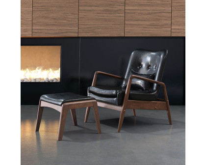 ZUO Bully Lounge Chair & Ottoman - Black/Walnut