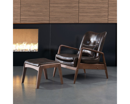 ZUO Bully Lounge Chair & Ottoman - Brown/Walnut