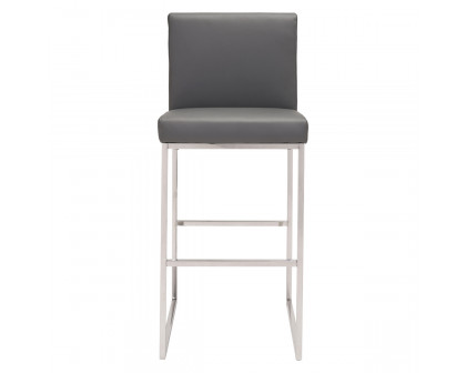 ZUO - Genoa Barstool in Gray/Silver