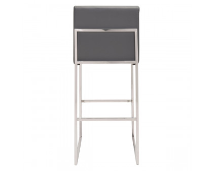 ZUO - Genoa Barstool in Gray/Silver