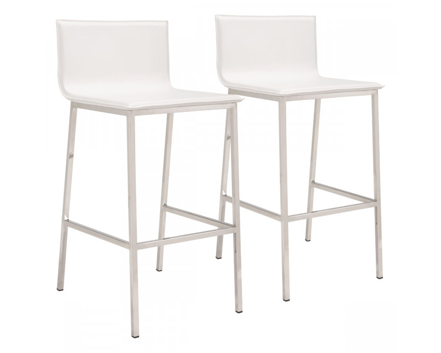 ZUO Marina Barstool (Set Of 2) - White/Silver