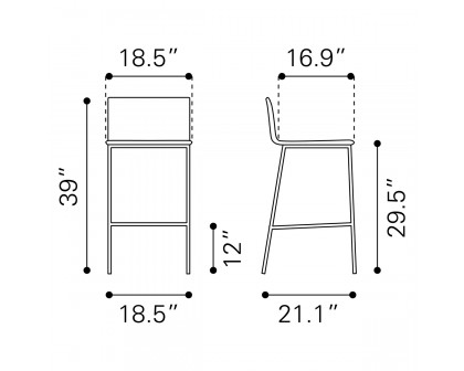 ZUO Marina Barstool (Set Of 2) - White/Silver