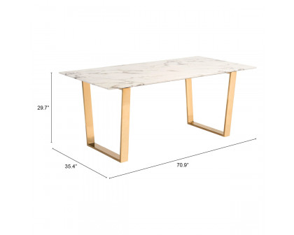 ZUO Atlas Dining Table - White/Gold