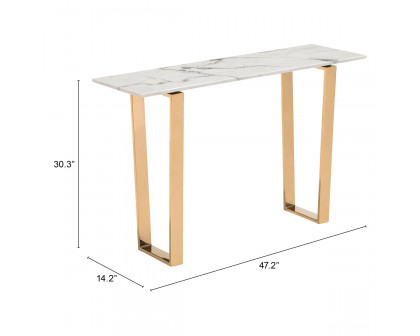 ZUO Atlas Console Table - White/Gold