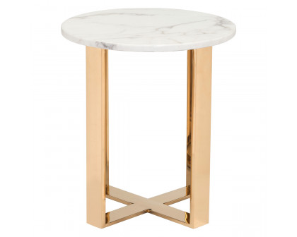 ZUO Atlas End Table - White/Gold