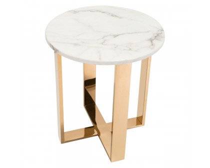 ZUO Atlas End Table - White/Gold