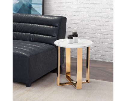 ZUO Atlas End Table - White/Gold