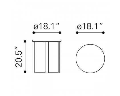 ZUO Atlas End Table - White/Gold