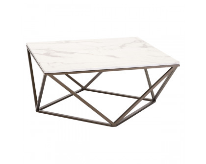 ZUO - Tintern Coffee Table in White/Antique Brass/Dark Brown