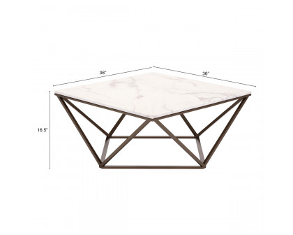 ZUO - Tintern Coffee Table in White/Antique Brass/Dark Brown