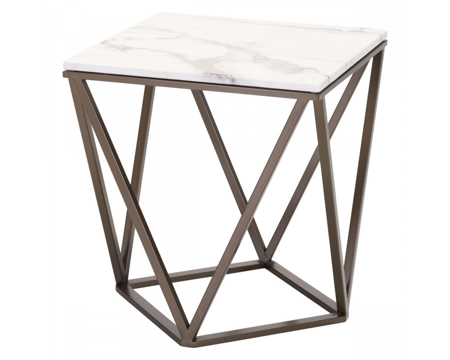 ZUO - Tintern End Table in White/Antique Brass/Dark Brown