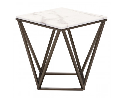 ZUO - Tintern End Table in White/Antique Brass/Dark Brown