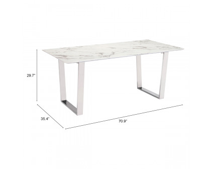 ZUO Atlas Dining Table - White/Silver