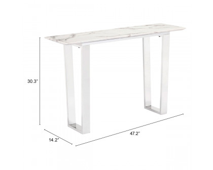 ZUO Atlas Console Table - White/Silver