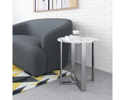 ZUO Atlas End Table - White/Silver