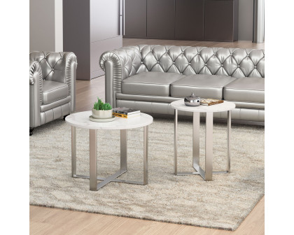 ZUO Atlas End Table - White/Silver